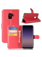 Samsung Galaxy A8 (2018) Notesz Tok Kitámasztható Bankkártyatartóval Business Series Piros
