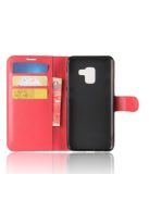 Samsung Galaxy A8 (2018) Notesz Tok Kitámasztható Bankkártyatartóval Business Series Piros