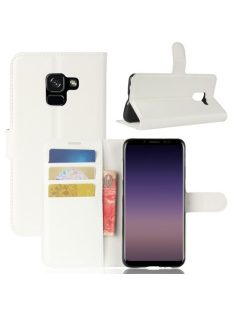   Samsung Galaxy A8 (2018) Notesz Tok Kitámasztható Bankkártyatartóval Business Series Fehér