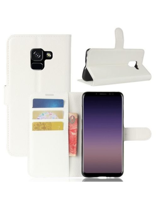 Samsung Galaxy A8 (2018) Notesz Tok Kitámasztható Bankkártyatartóval Business Series Fehér