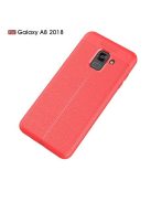 Samsung Galaxy A8 (2018) Szilikon Tok Bőr Mintázattal Piros