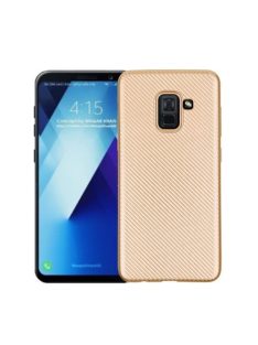   Samsung Galaxy A8 (2018) Szilikon Tok Karbon Mintázattal Arany