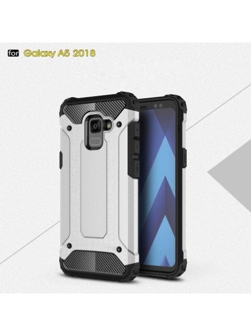 Samsung Galaxy A8 (2018) Armor Tok Ütésálló Kivitel 2in1 Hybrid Ezüst