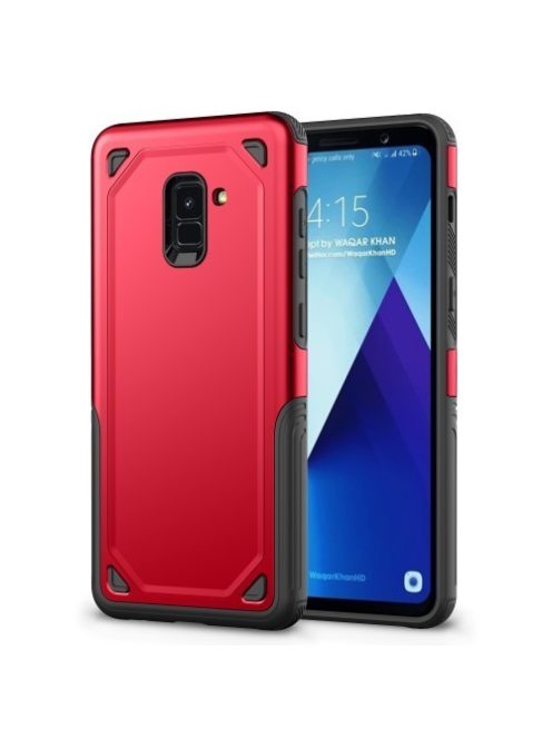 Samsung Galaxy A8 (2018) Rugged Armor Tok Ütésálló 2in1 Csúszásgátlókivitel Piros