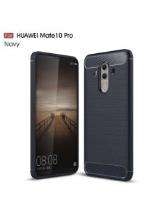   Huawei Mate 10 Pro Szilikon Tok Szálcsiszolt Karbon Mintázattal Sötétkék