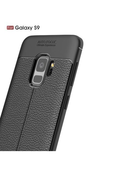 Samsung Galaxy S9 Szilikon Tok Bőr Mintázattal TPU Fekete