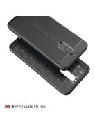 Huawei Mate 10 Lite Szilikon Tok Bőr Mintázattal Fekete