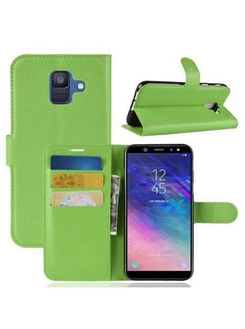 Samsung Galaxy A6 (2018) Notesz Tok Business Series Kitámasztható Bankkártyatartóval Zöld