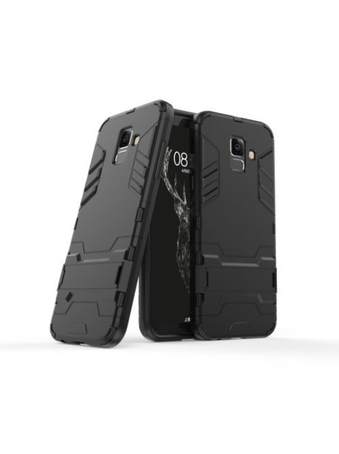 Samsung Galaxy A6+ (2018) 2in1 Tok Ütésálló - Kitámasztható TPU Hybrid Fekete
