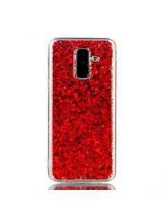 Samsung Galaxy A6+ (2018) Csillámló Szilikon Tok Piros
