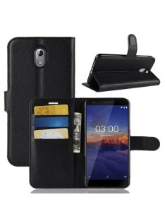   Nokia 3.1 Notesz Tok Business Series Kitámasztható - Bankkártyatartóval Fekete