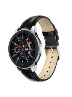   Samsung Galaxy Watch 46mm Pótszíj - Óraszíj Krokodil Bőrmintás Fekete