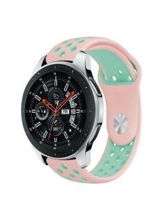   Samsung Galaxy Watch 46mm Óraszíj - Pótszíj Szilikon Hollow Style Lyukacsos Rózsaszín/Cián