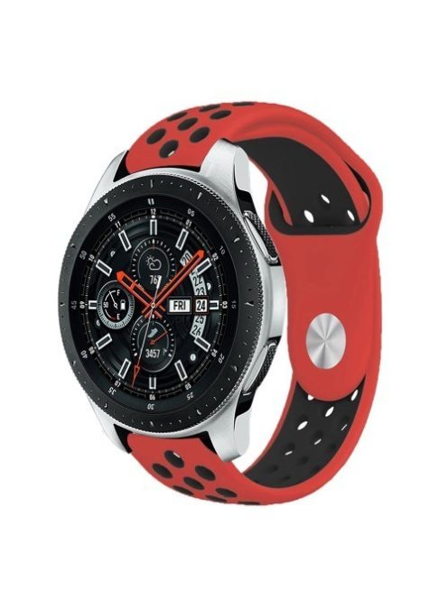 Samsung Galaxy Watch 46mm Óraszíj - Pótszíj Szilikon Hollow Style Lyukacsos Piros/Fekete