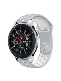   Samsung Galaxy Watch 46mm Óraszíj - Pótszíj Szilikon Hollow Style Lyukacsos Szürke/Fehér