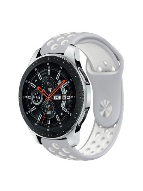 Samsung Galaxy Watch 46mm Óraszíj - Pótszíj Szilikon Hollow Style Lyukacsos Szürke/Fehér