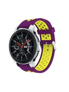   Pótszíj - Szilikon Óraszíj Samsung Galaxy Watch 46mm TwoTone Series Violet/Sárga