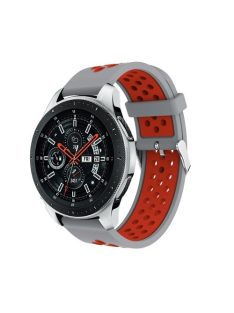   Pótszíj - Szilikon Óraszíj Samsung Galaxy Watch 46mm TwoTone Series Szürke/Piros