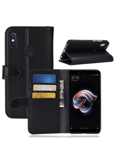   Xiaomi Redmi Note 5 Bőrtok Notesz Kitámasztható Kártyatartóval Fekete