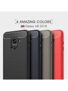 Samsung Galaxy A8 (2018) Szilikon Tok Ütésállókivitel Karbon Mintázattal Piros