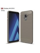 Samsung Galaxy A8 (2018) Szilikon Tok Ütésállókivitel Karbon Mintázattal Szürke