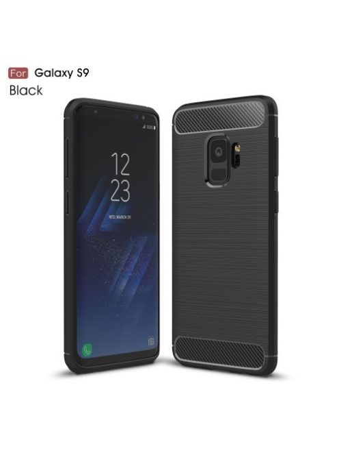 Samsung Galaxy S9 Szilikon Tok Ütésállókivitel Karbon Mintázattal Fekete