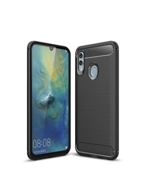 Huawei P Smart 2019 Szilikon Tok Ütésállókivitel Karbon Mintázattal Fekete