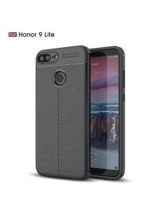   Huawei Honor 9 Lite Szilikon Tok Bőrmintázattal TPU Prémium Fekete