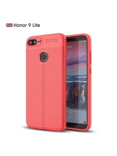   Huawei Honor 9 Lite Szilikon Tok Bőrmintázattal TPU Prémium Piros