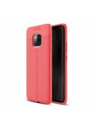 Huawei Mate 20 Pro Szilikon Tok Bőrmintázattal TPU Prémium Piros