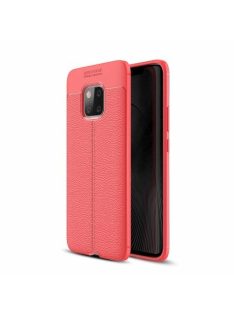   Huawei Mate 20 Pro Szilikon Tok Bőrmintázattal TPU Prémium Piros