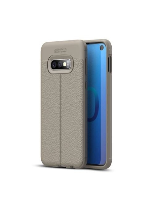 Samsung Galaxy S10e Szilikon Tok Bőrmintázattal TPU Prémium Szürke