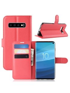   Samsung Galaxy S10 Notesz Tok Business Series Kitámasztható Bankkártyatartóval Piros