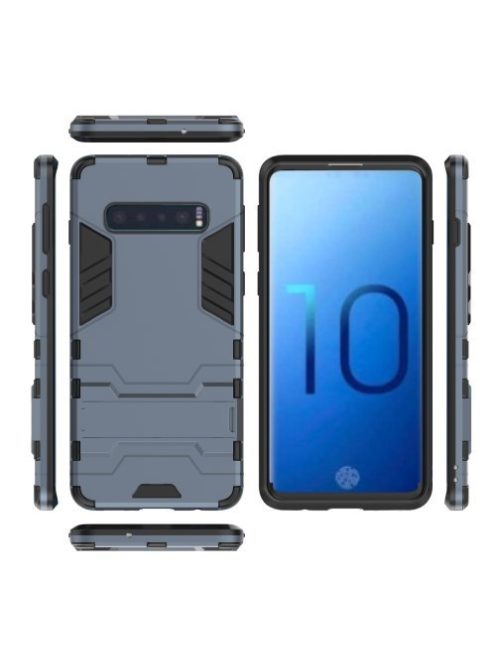 Samsung Galaxy S10 2in1 Tok Ütésálló - Kitámasztható TPU Hybrid Sötétkék