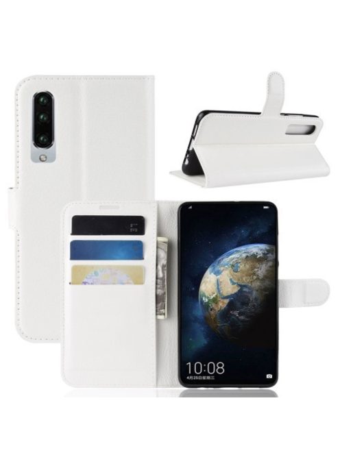 Huawei P30 Notesz Tok Business Series Kitámasztható Bankkártyatartóval Fehér