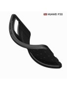 Huawei P30 Szilikon Tok Bőrmintázattal TPU Prémium Fekete