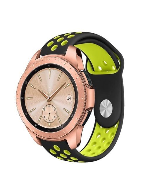 Samsung Galaxy Watch 42mm Pótszíj - Szilikon Óraszíj TwoTone Series Fekete/Zöld