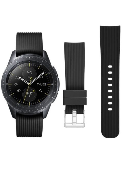 Samsung Galaxy Watch 42mm Óraszíj - Pótszíj Szilikon Stripe Texture Style RMPACK Fekete