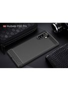 Huawei P30 Pro Szilikon Tok Ütésállókivitel Karbon Mintázattal Fekete