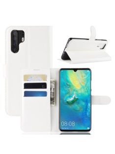   Huawei P30 Pro Notesz Tok Business Series Kitámasztható Bankkártyatartóval Fehér