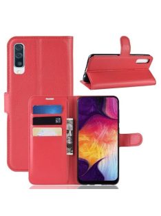   Samsung Galaxy A50 Notesz Tok Business Series Kitámasztható Bankkártyatartóval Piros