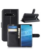 Samsung Galaxy S10 Plus / S10+ Notesz Tok Business Series Kitámasztható Bankkártyatartóval Fekete