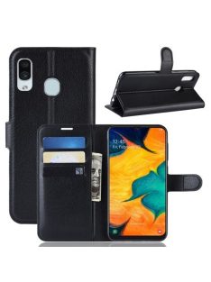   Samsung Galaxy A20 / A30 Notesz Tok Business Series Kitámasztható Bankkártyatartóval Fekete