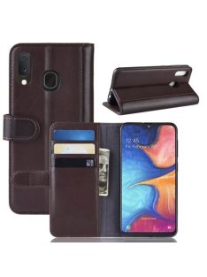   Samsung Galaxy A20e Bőrtok Notesz Kártyatartóval Kitámasztható Barna