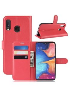   Samsung Galaxy A20e Notesz Tok Business Series Kitámasztható Bankkártyatartóval Piros