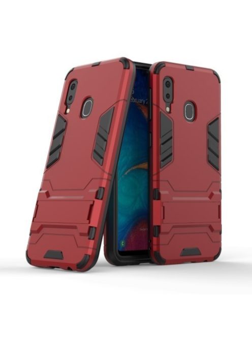 Samsung Galaxy A20e 2in1 Tok Ütésálló - Kitámasztható TPU Hybrid Piros