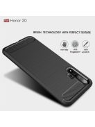 Huawei Honor 20 Szilikon Tok Ütésállókivitel Karbon Mintázattal Fekete