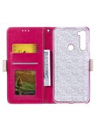RMPACK Xiaomi Redmi Note 8 Bankkártyatartóval Notesz Csipke - Lace Flower Minta Pink