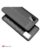 RMPACK Samsung Galaxy A51 Szilikon Tok Bőrmintázattal TPU Prémium Fekete