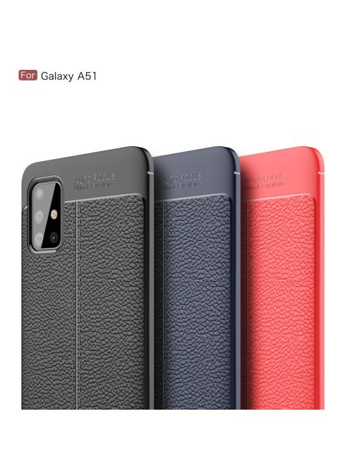 RMPACK Samsung Galaxy A51 Szilikon Tok Bőrmintázattal TPU Prémium Piros